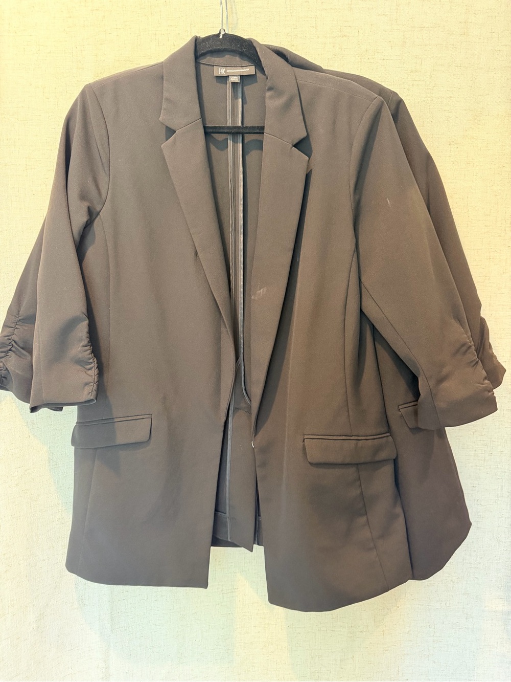 INC International Concepts Black Draped Open-Front Blazer X2